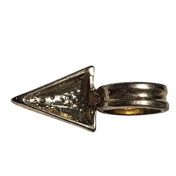 Elegant Rhinestone Gold Tone Triangle Pendant Charm Classic Fashion Jewelry - Picture 4 of 5